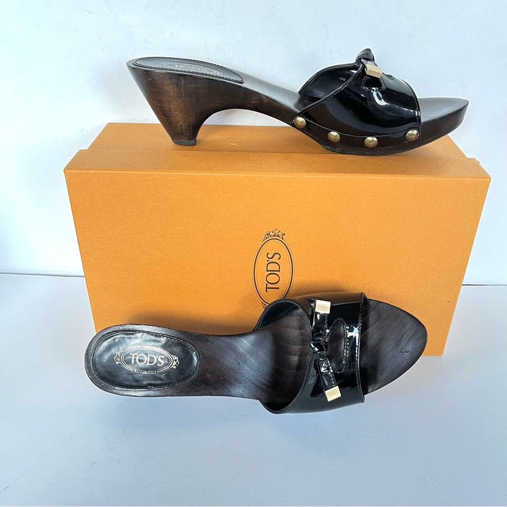 Tod’s black patent leather platform slide sandals 38 - Picture 6 of 12